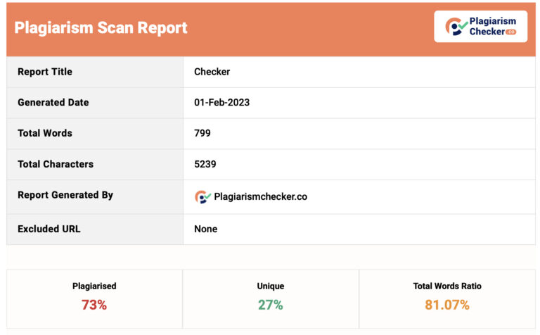 Report header for a plagiarism scan report